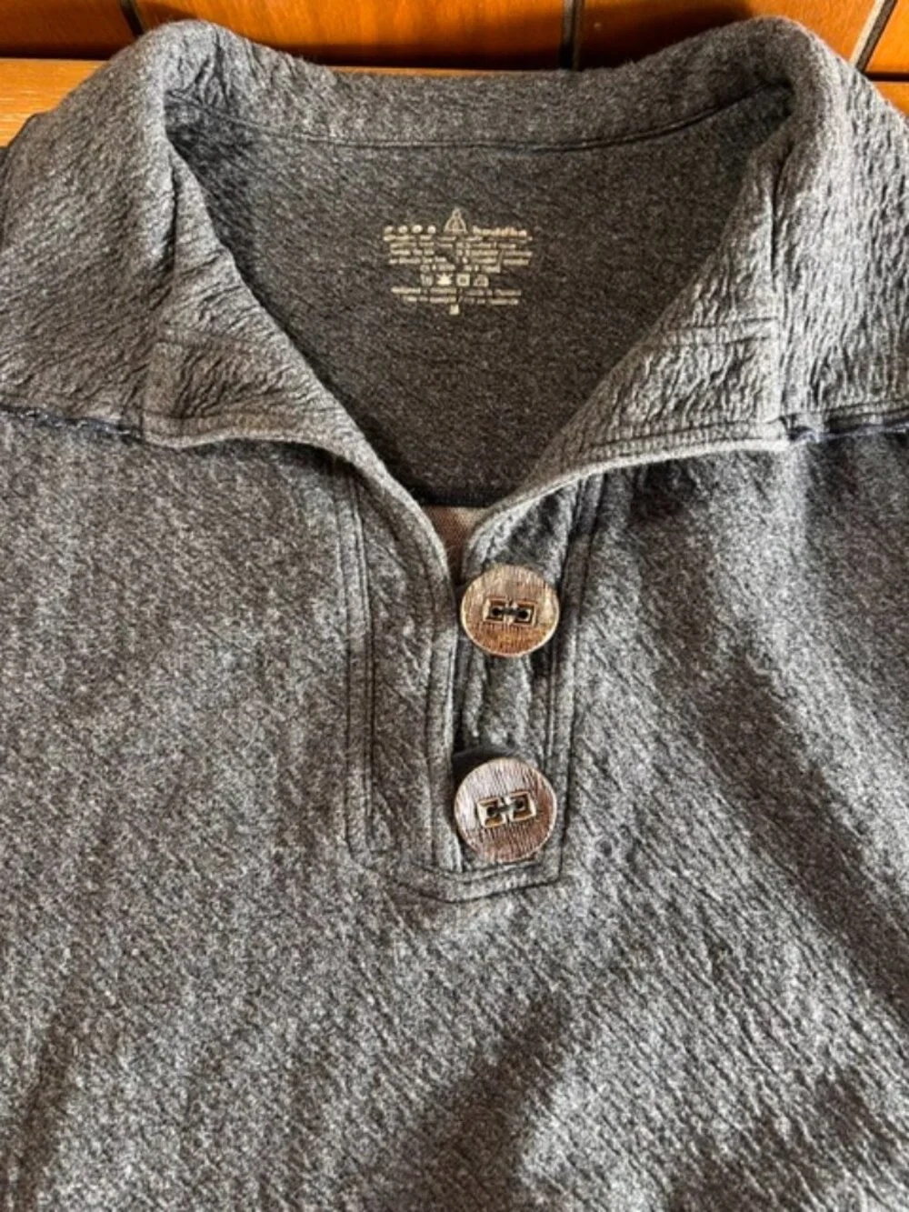 Neon Buddha Collared Pullover Mens Sz Medium Gray Tunic Buttons Pockets